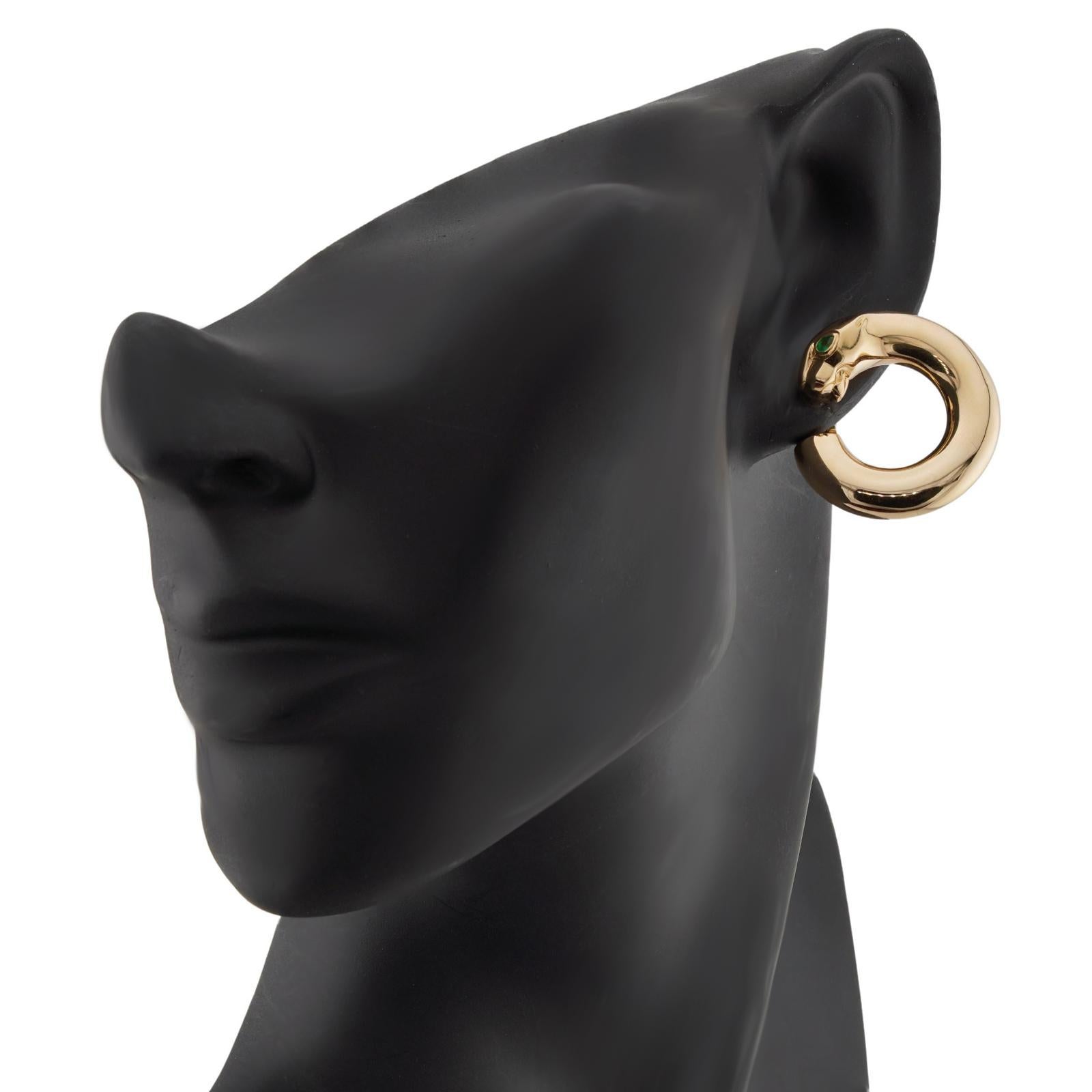 CARTIER Vintage Panthere Smaragd 18k Gelbgold Ohrringe im Zustand „Hervorragend“ in New York, NY
