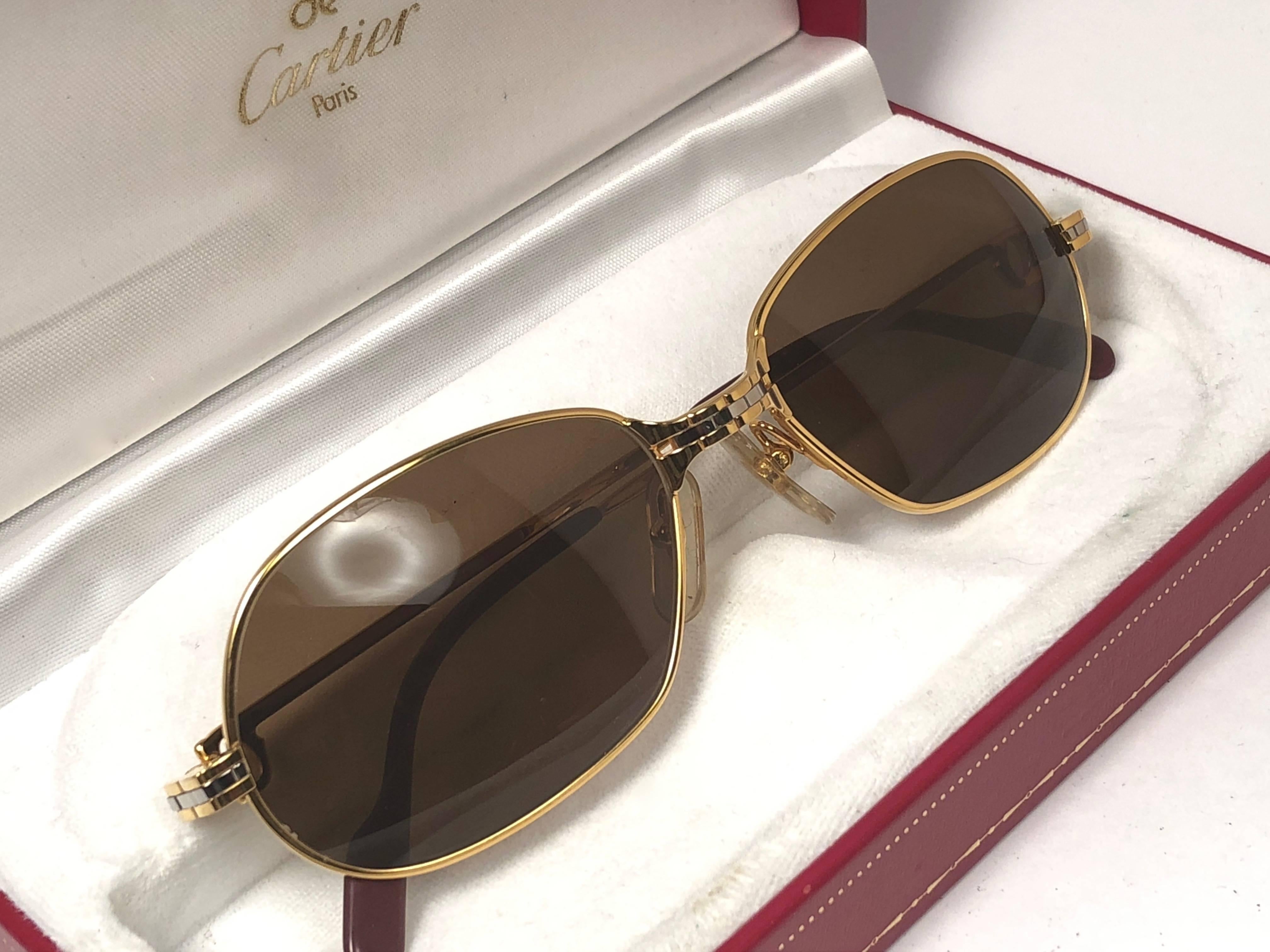 Cartier Vintage Panthere GM 56MM Gold-Sonnenbrille, schwer vergoldet, Frankreich  im Zustand „Neu“ im Angebot in Baleares, Baleares