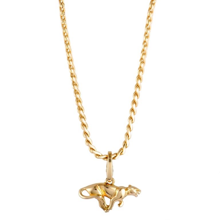 Cartier Vintage Panthere Yellow Gold Pendant Necklace at 1stDibs