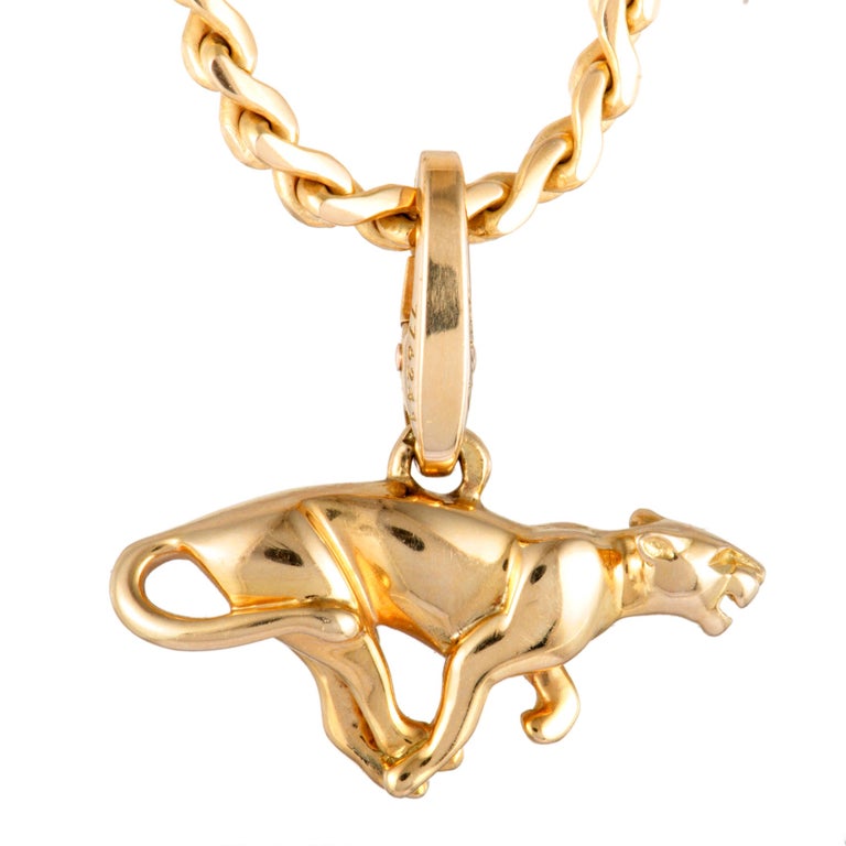 Cartier Vintage Panthere Yellow Gold Pendant Necklace at 1stDibs