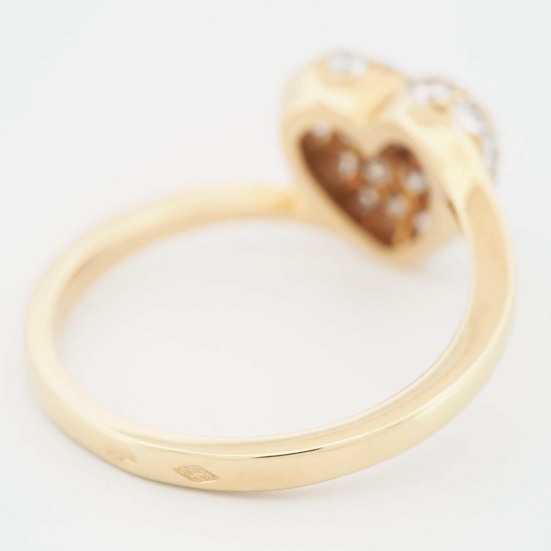 Women's Cartier Vintage Pave Diamonds Heart Ring Yellow Gold 51 US 5.5 For Sale
