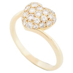 Cartier Retro Pave Diamonds Heart Ring Yellow Gold 51 US 5.5