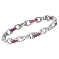 Cartier Vintage Platinum Bracelet with 2.10ct Rubies & 1.47ct Diamonds