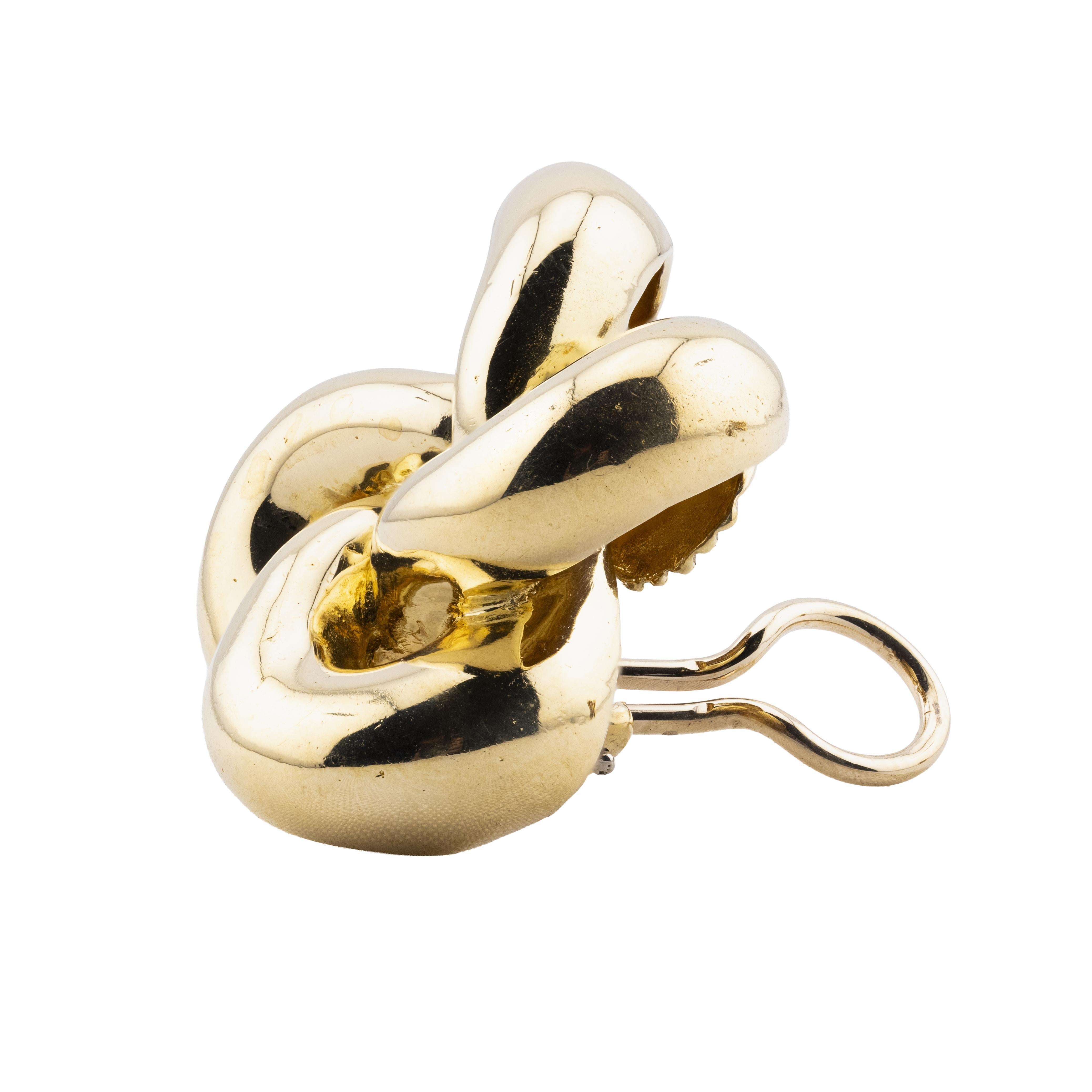 Cartier Vintage Quatrefoil Midcentury 18 Karat Gelbgold Chunky Ohrringe (Zeitgenössisch) im Angebot