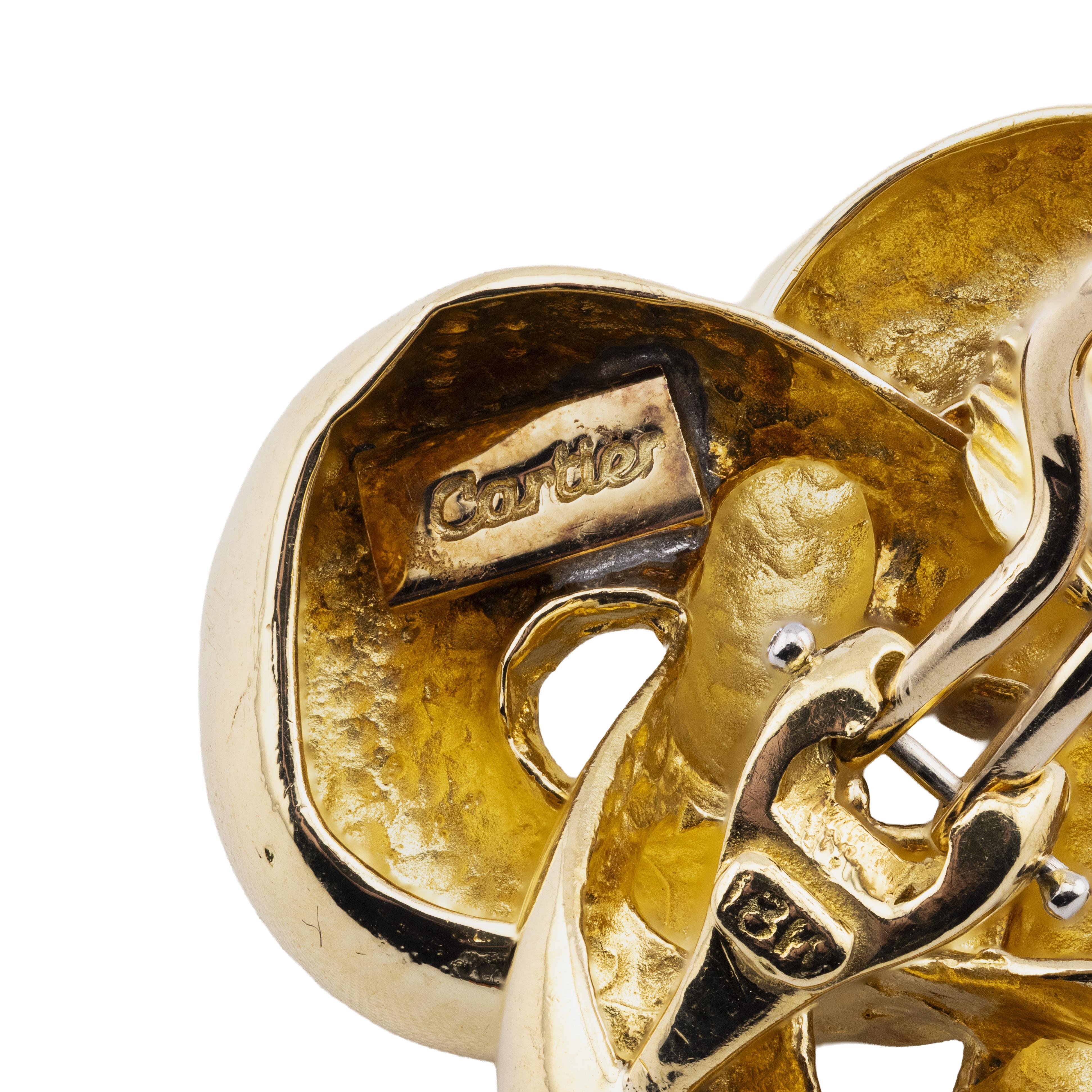 Cartier Vintage Quatrefoil Midcentury 18 Karat Gelbgold Chunky Ohrringe Damen im Angebot