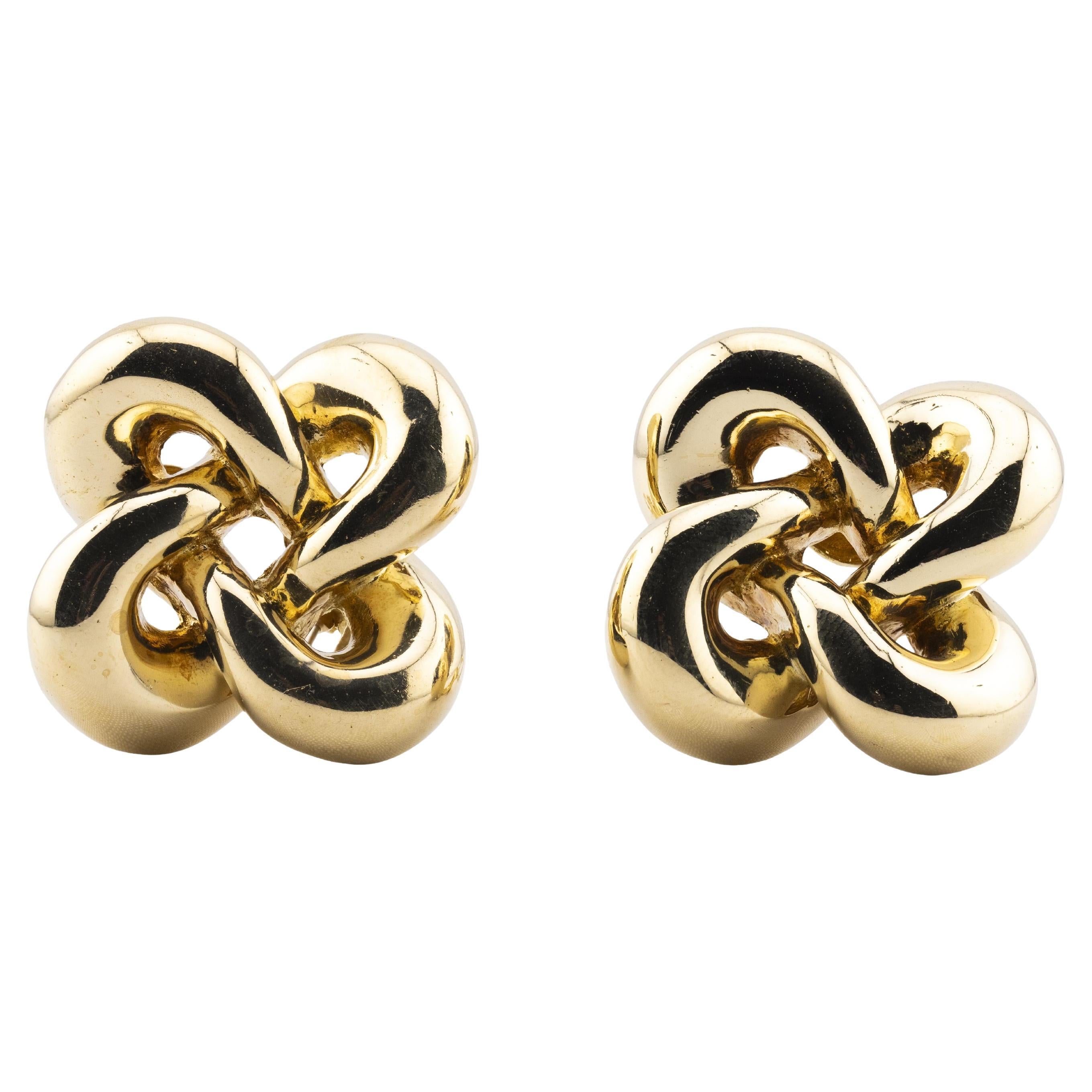 Orecchini Cartier Vintage Quatrefoil Midcentury in oro giallo 18 carati
