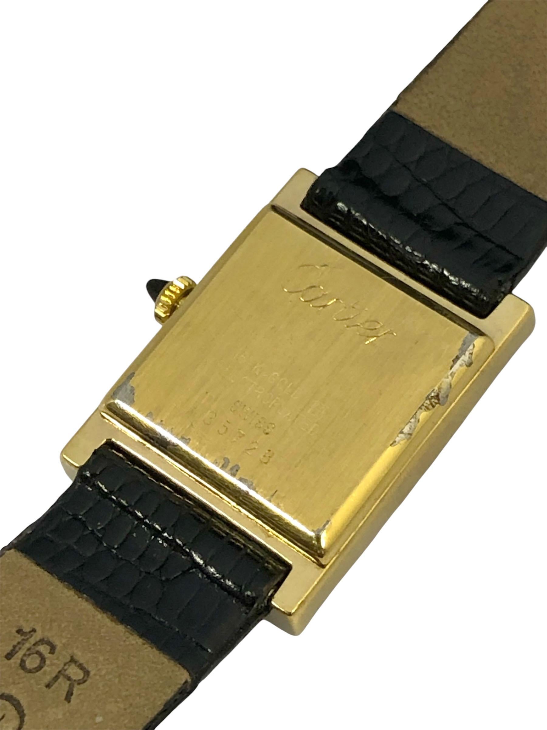 Cartier Vintage Rare Gold Plate und Onyx Tank Armbanduhr im Zustand „Hervorragend“ im Angebot in Chicago, IL