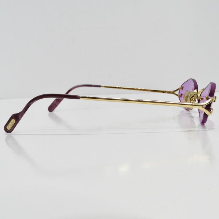Cartier Vintage Rimless Purple Sunglasses at 1stDibs