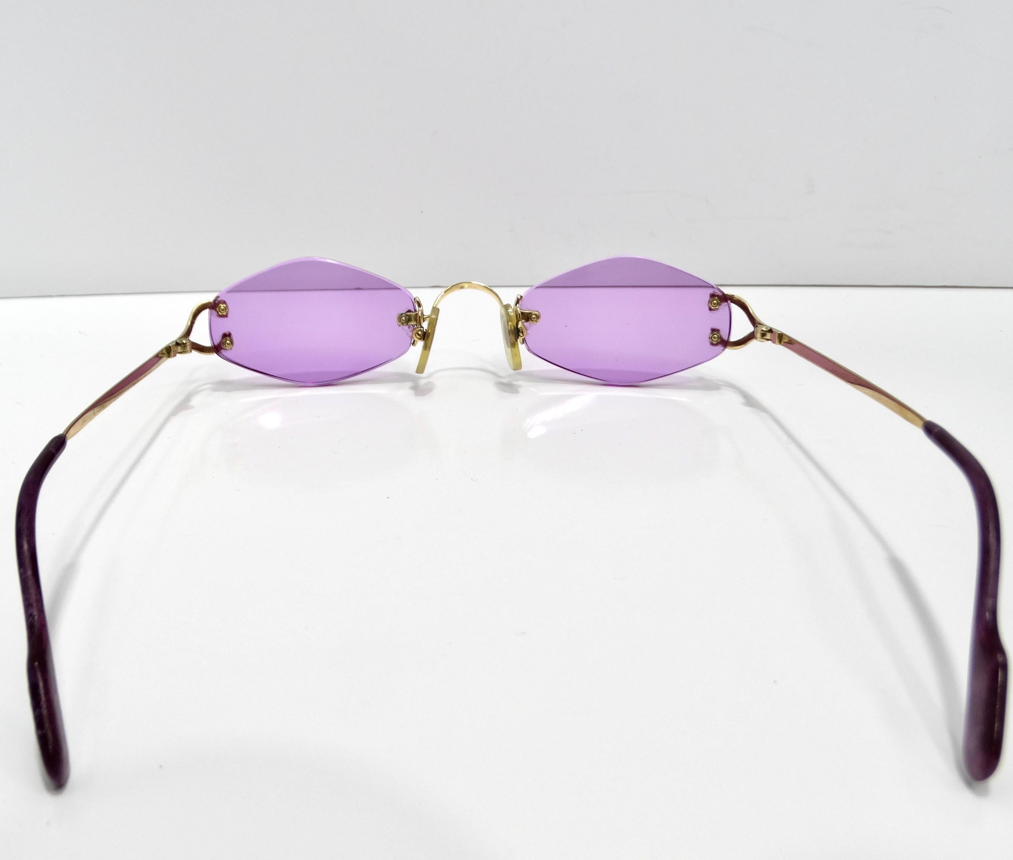 Cartier Vintage Rimless Purple Sunglasses For Sale 1