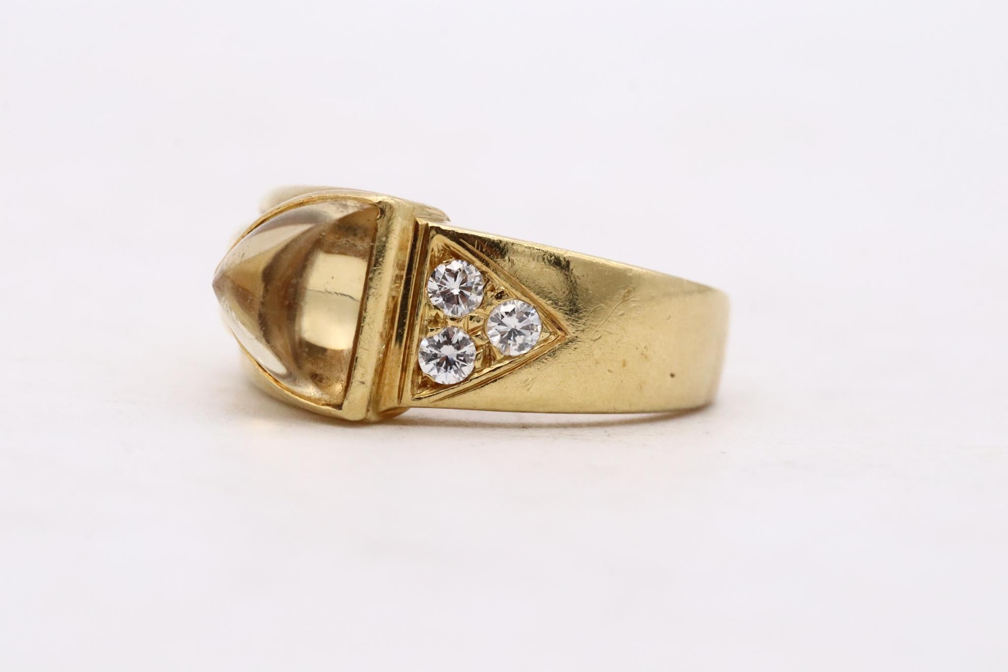 Cartier Vintage Ring in 18Kt Gold with 1.78 Ctw in VS Diamonds and Citrine For Sale 2