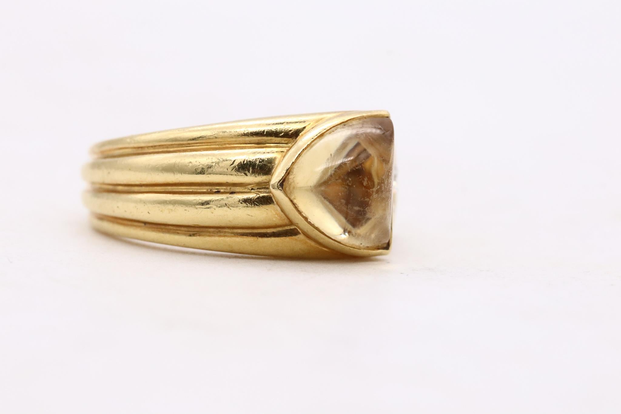 Women's or Men's Cartier Vintage Ring in 18Kt Gold with 1.78 Ctw in VS Diamonds and Citrine For Sale