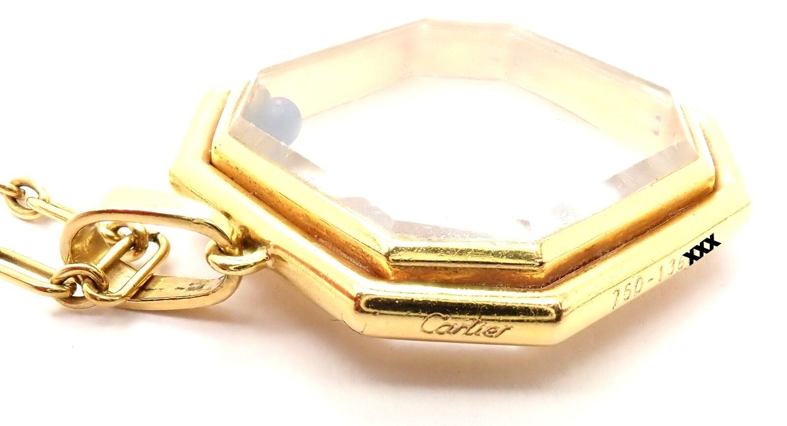 Cartier Vintage Rock Crystal Lapis Pendant Yellow Gold Link Chain Necklace 3
