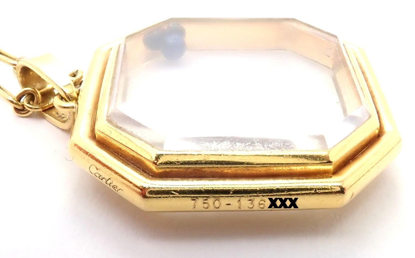 Cartier Vintage Rock Crystal Lapis Pendant Yellow Gold Link Chain Necklace 4