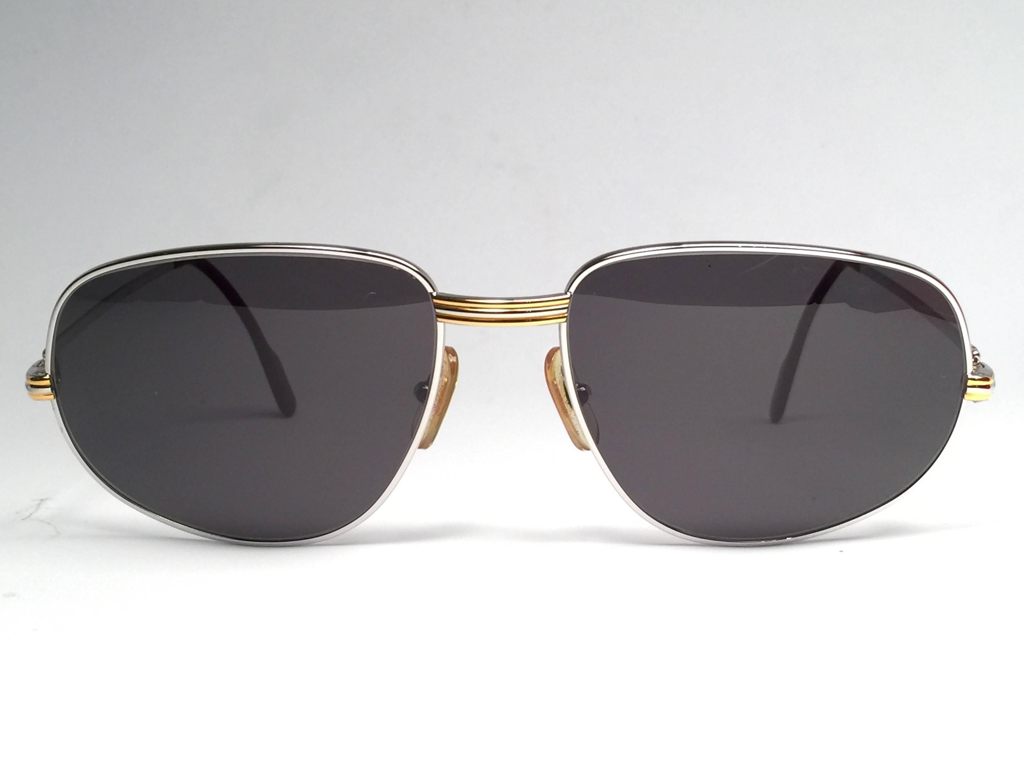 Gafas de sol Cartier Vintage Romance Vendome 58mm Platino Francia Marrón en venta