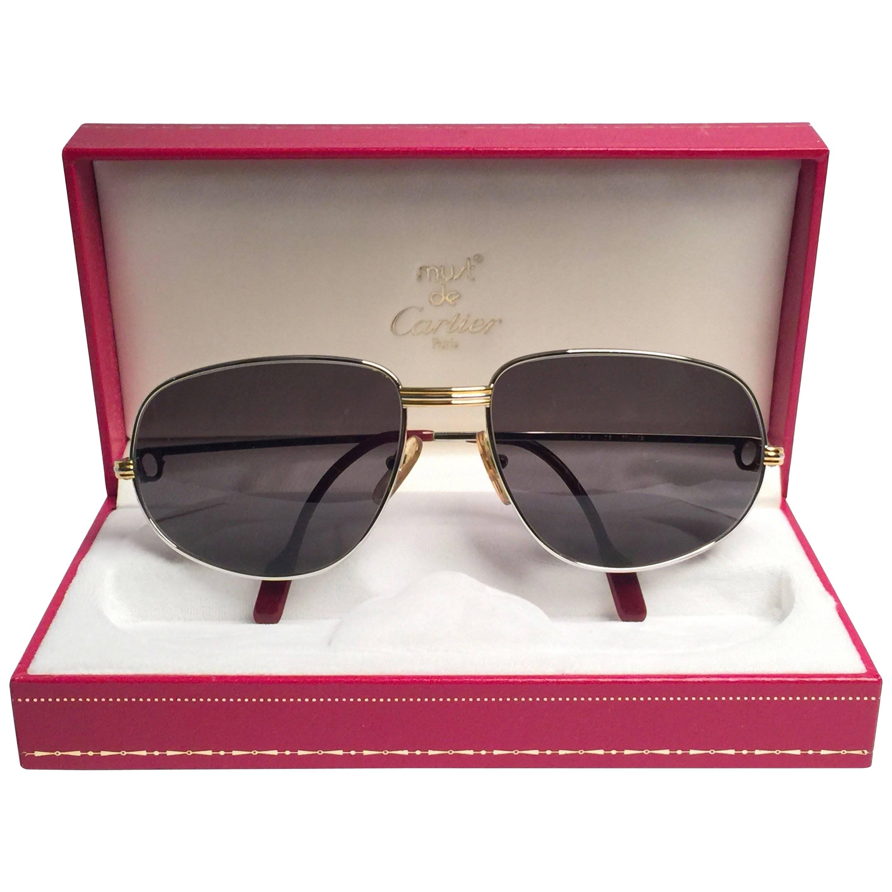 Occhiali da sole Cartier Vintage Romance Vendome 58 mm Platino Francia