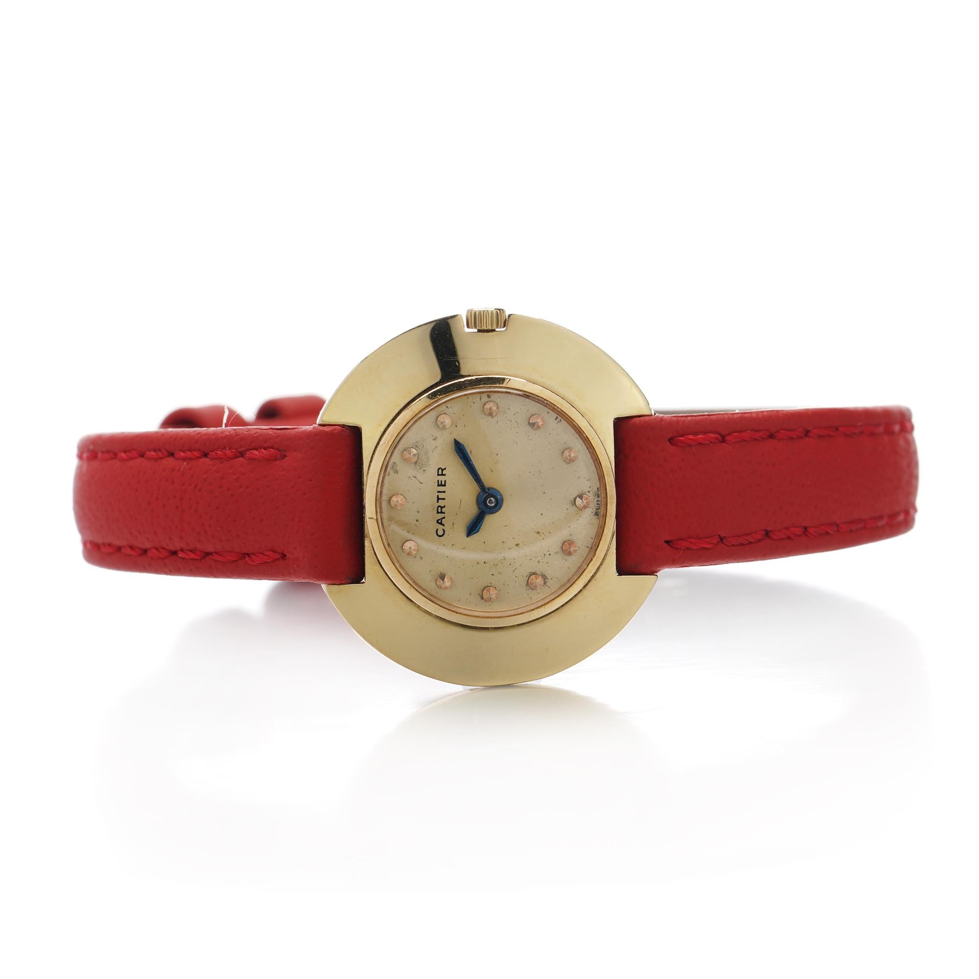 Cartier Vintage Runde Damen 18k. Gelbgold-Armbanduhr im Angebot 7