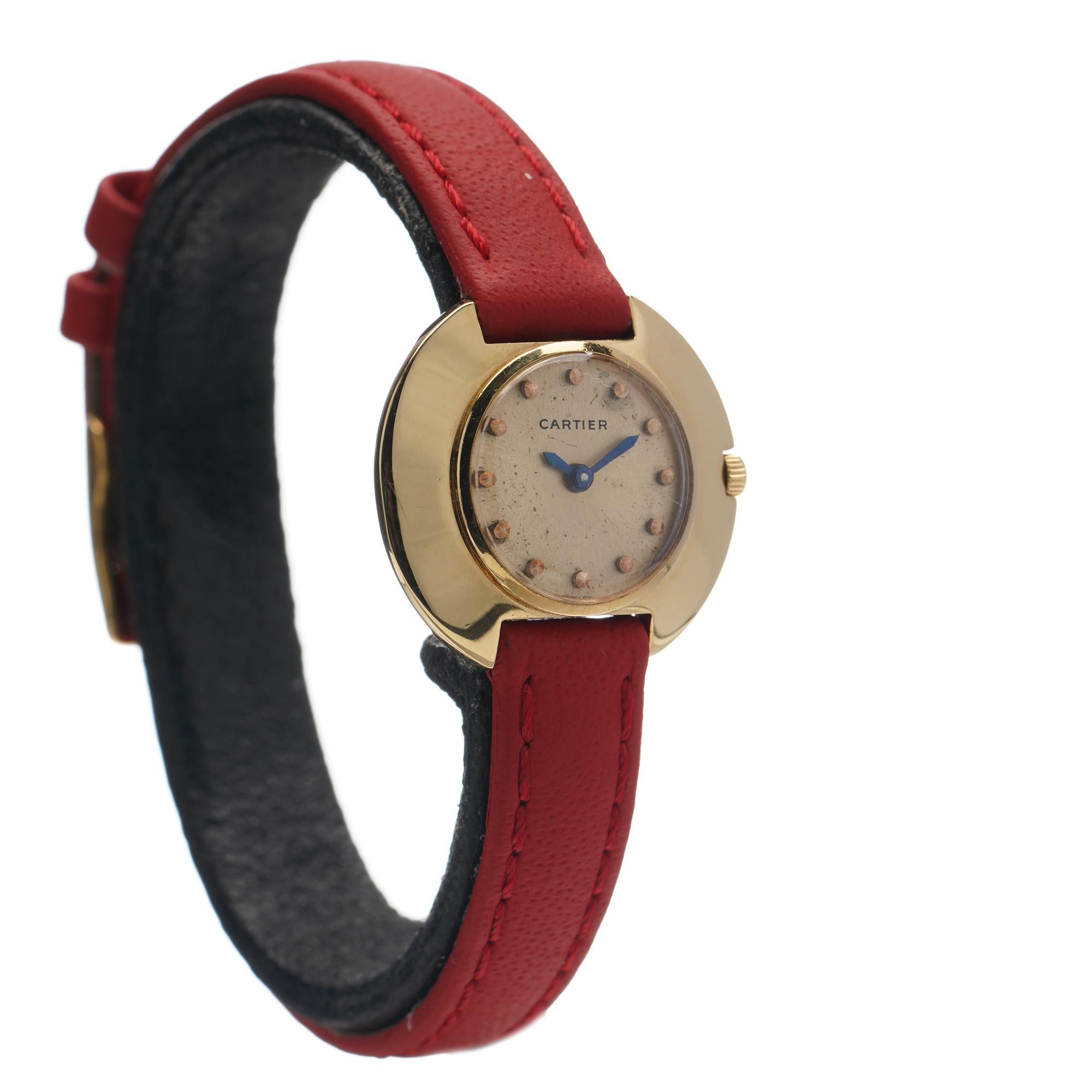 Cartier Vintage Runde Damen 18k. Gelbgold-Armbanduhr im Zustand „Gut“ im Angebot in Braintree, GB