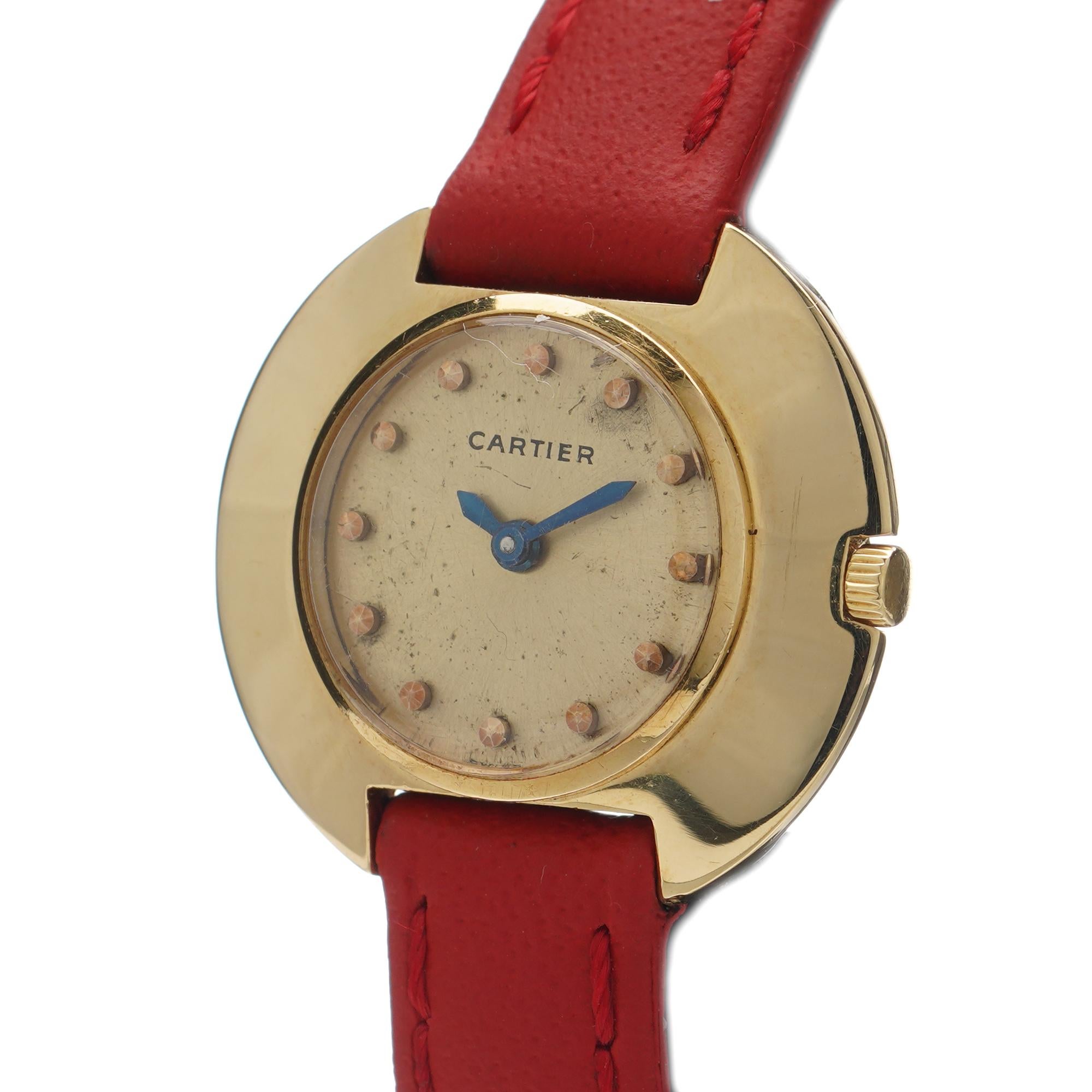 Cartier Vintage Runde Damen 18k. Gelbgold-Armbanduhr im Angebot 2