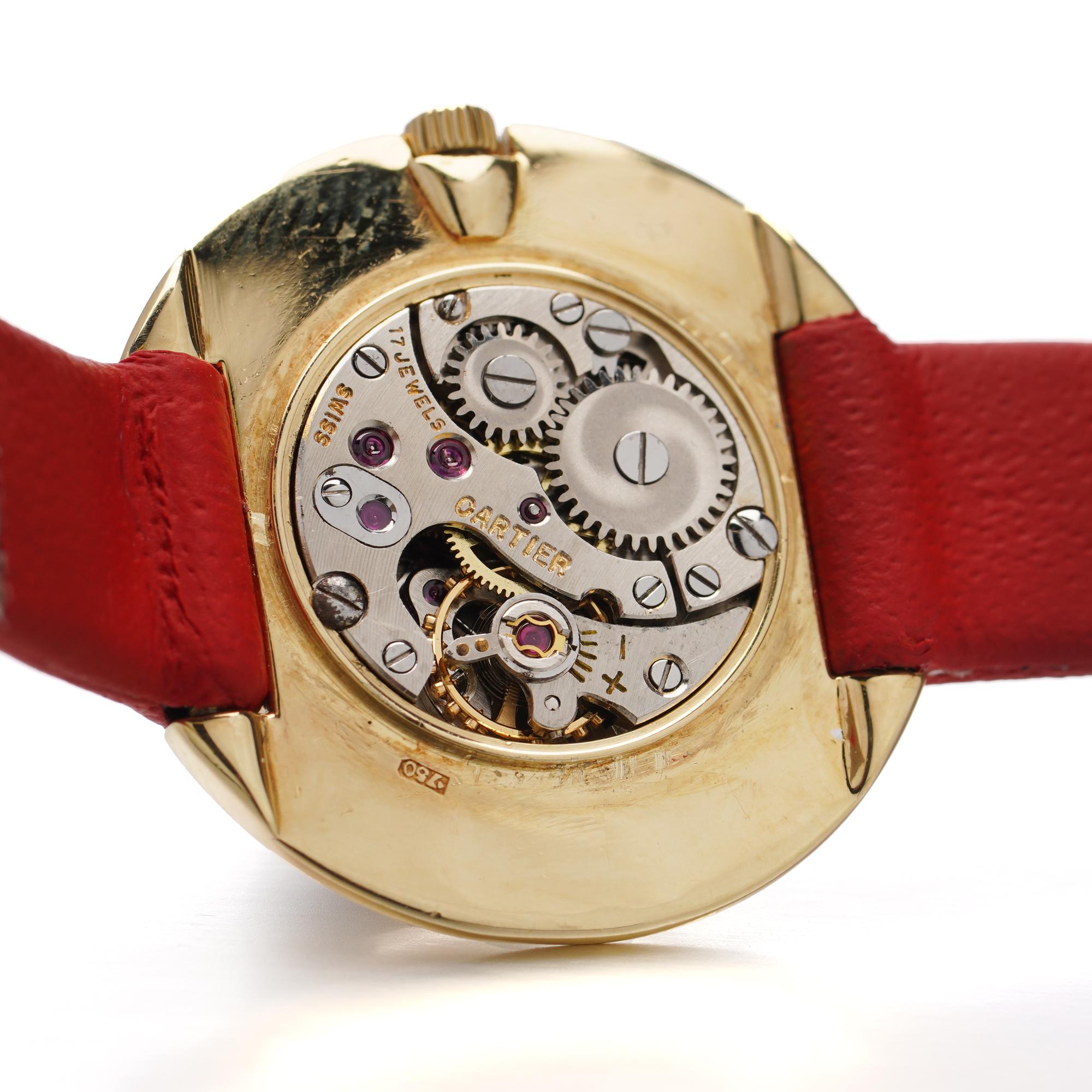 Cartier Vintage Runde Damen 18k. Gelbgold-Armbanduhr im Angebot 5