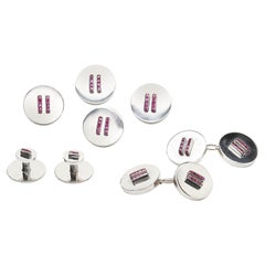 Ensemble de robe vintage en platine et rubis de Cartier, circa 1950