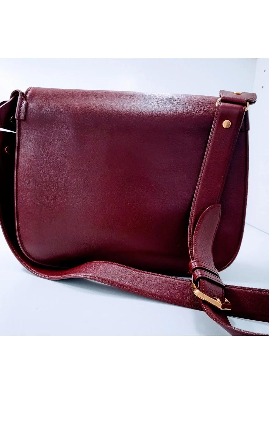 Black Cartier Vintage Ruby Red Messenger Flap Bag