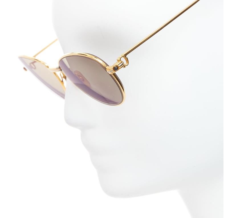 CARTIER Vintage S Sapphire 55-18 gold plated frame green lens sunglasses For Sale 1