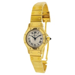 Cartier Vintage Santos 18K Gold Round on bracelet,  1st. Series, Circa 1980