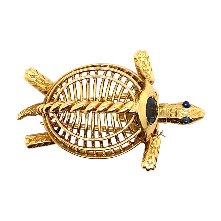 Cartier Vintage Sapphire Turtle Brooch Pin 18 Karat Yellow Gold Circa 1960 For Sale at 1stDibs cartier tortoise vintage turtle brooch pin cartier turtle brooch