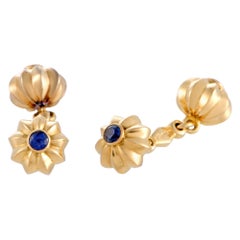 Cartier Vintage Sapphire Yellow Gold Cufflinks