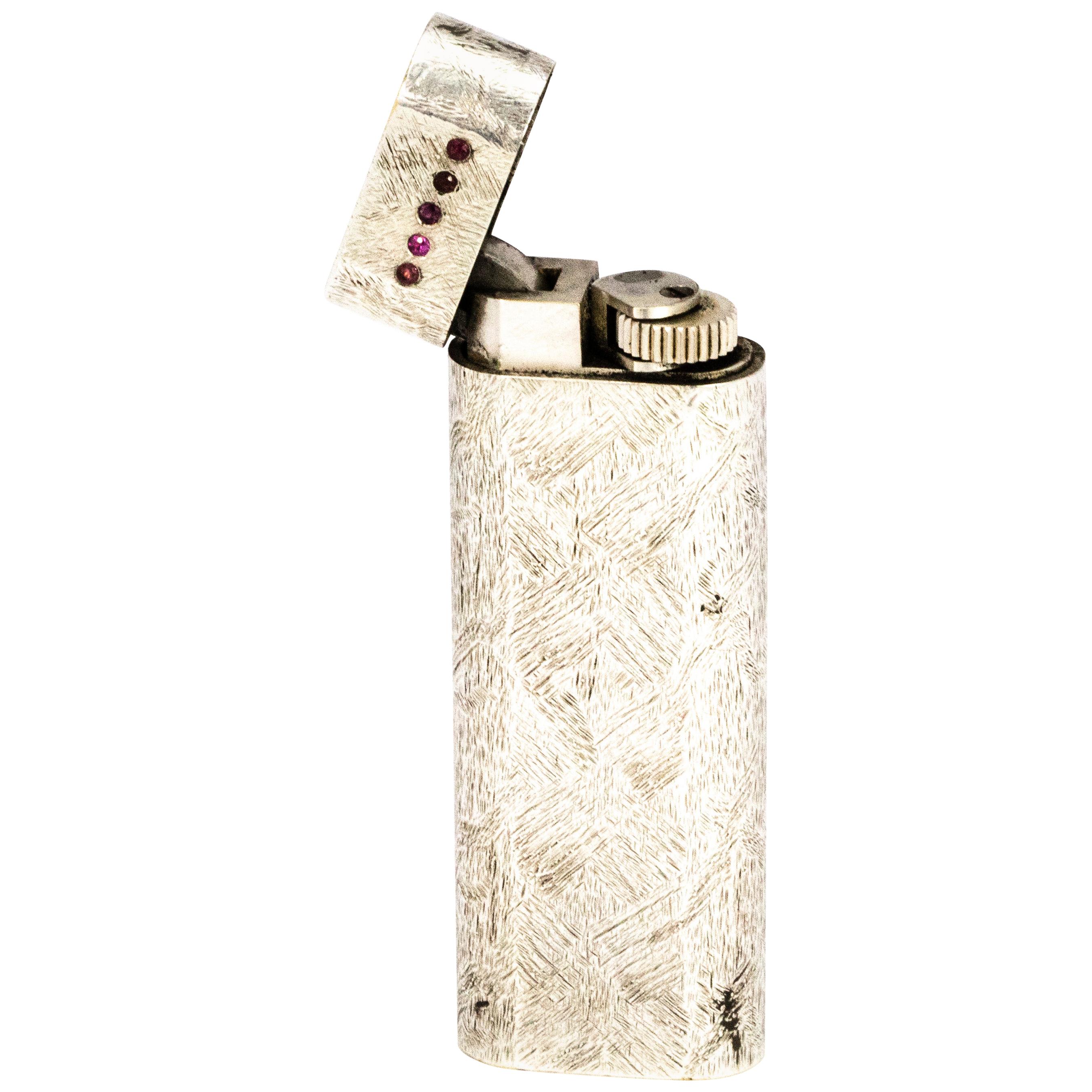 Cartier Vintage Silver and Ruby Lighter