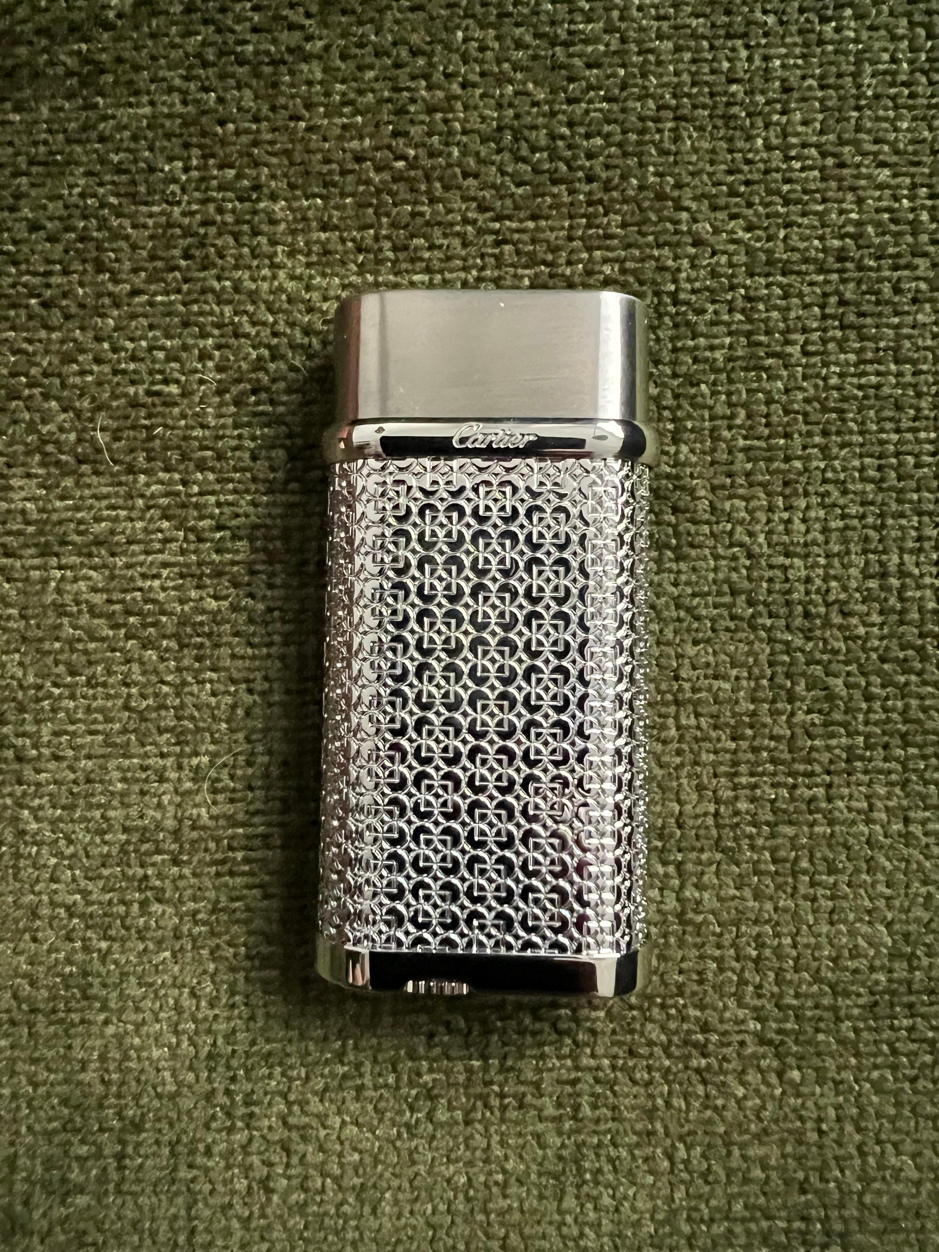 Cartier Vintage Silver Plated Logo “Cartier” Lighter In Original Case Circe 1990 1