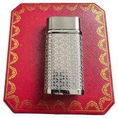 Cartier Vintage Silver Plated Logo “Cartier” Lighter In Original Case Circe 1990