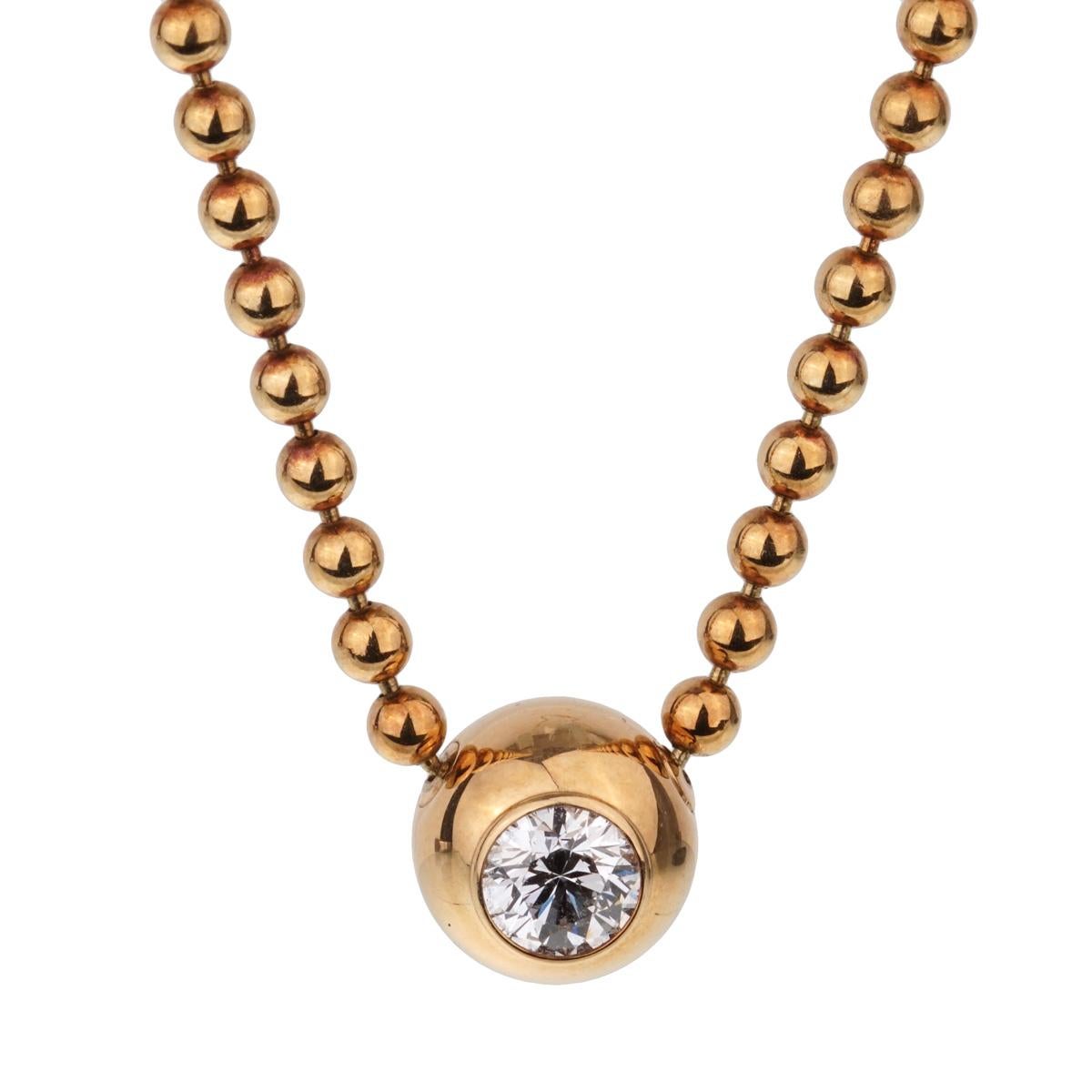 Women's Cartier Vintage Solitaire Diamond Gold Necklace