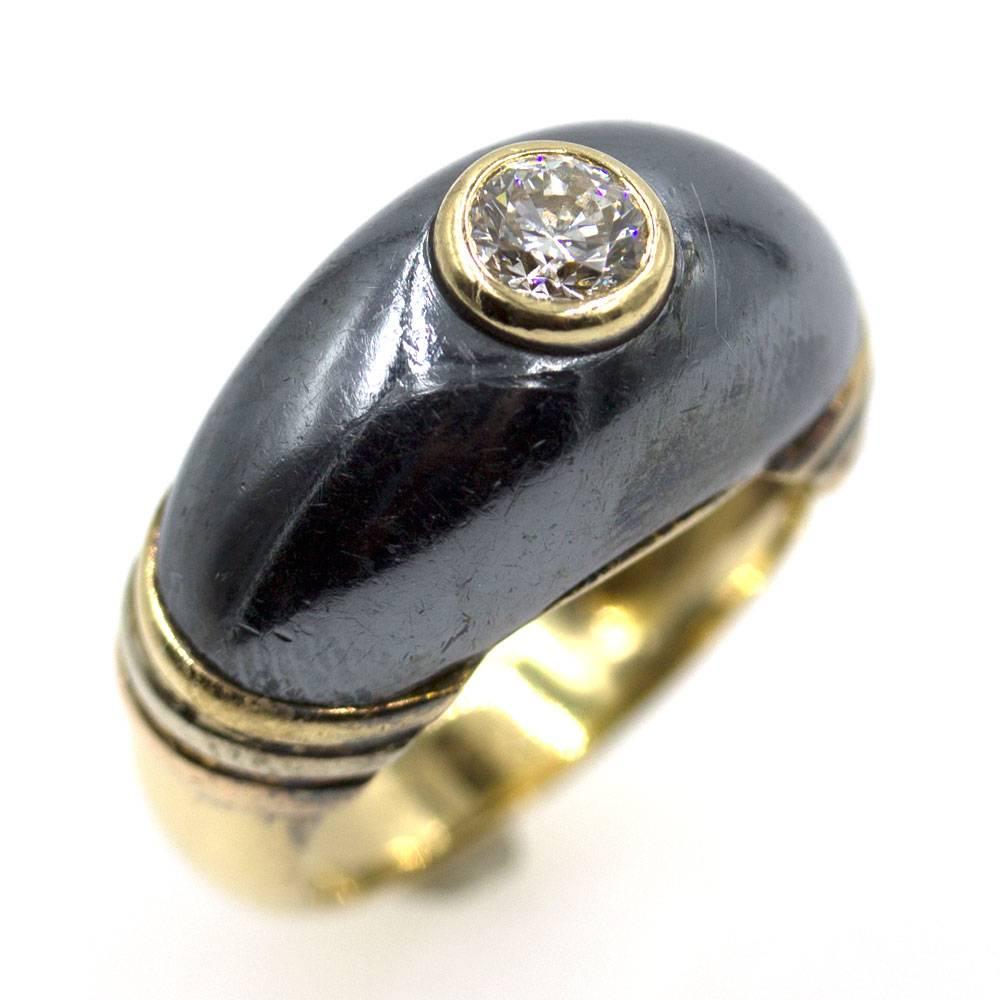 Modern Cartier Vintage Solitaire Diamond Silverium 18 Karat Yellow Gold Ring For Sale