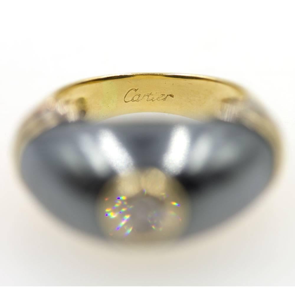 Cartier Vintage Solitaire Diamond Silverium 18 Karat Yellow Gold Ring In Excellent Condition In Boca Raton, FL
