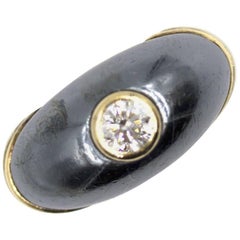 Cartier Vintage Solitär Diamant Silber 18 Karat Gelbgold Ring