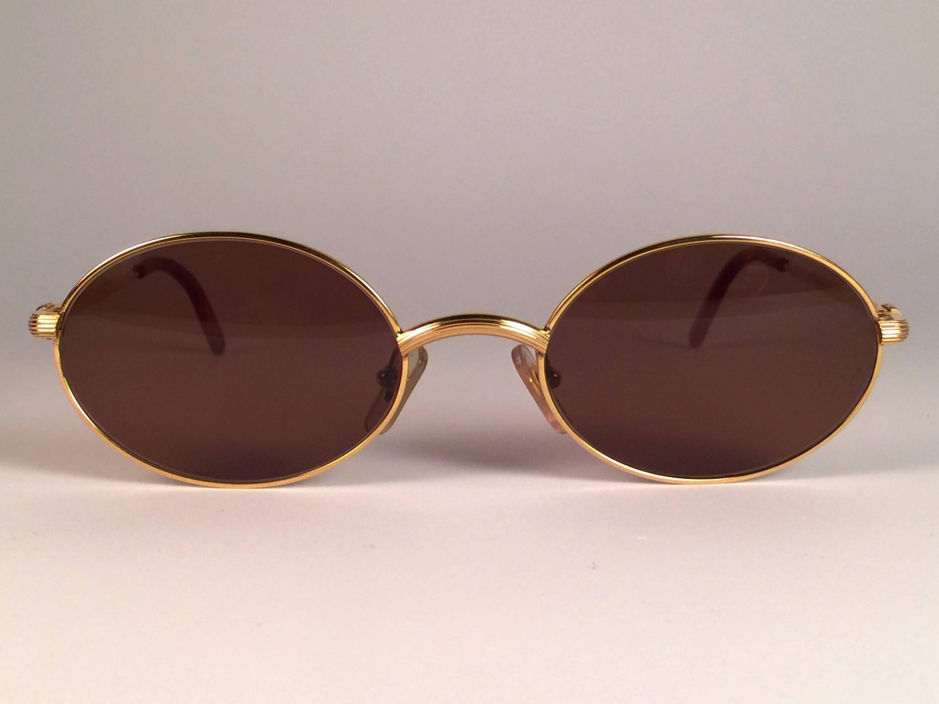 Cartier Vintage Sorbonne 49MM placcato oro  Occhiali da sole Francia, 1990 in vendita 1
