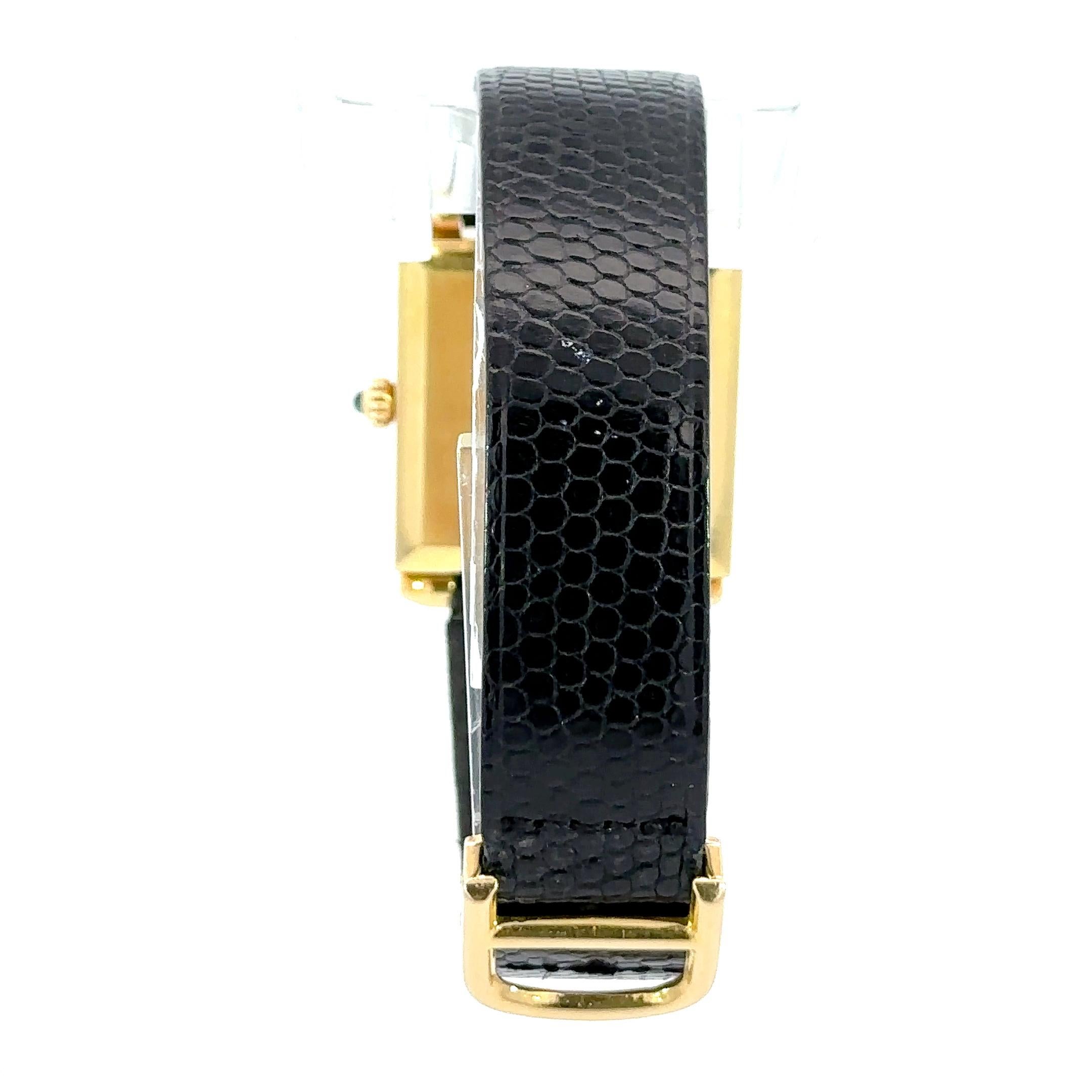 Cartier Vintage Quadrant, quadratisch, Quadrant mit Emaille-Nummern, 18K Gelbgold (Zeitgenössisch)