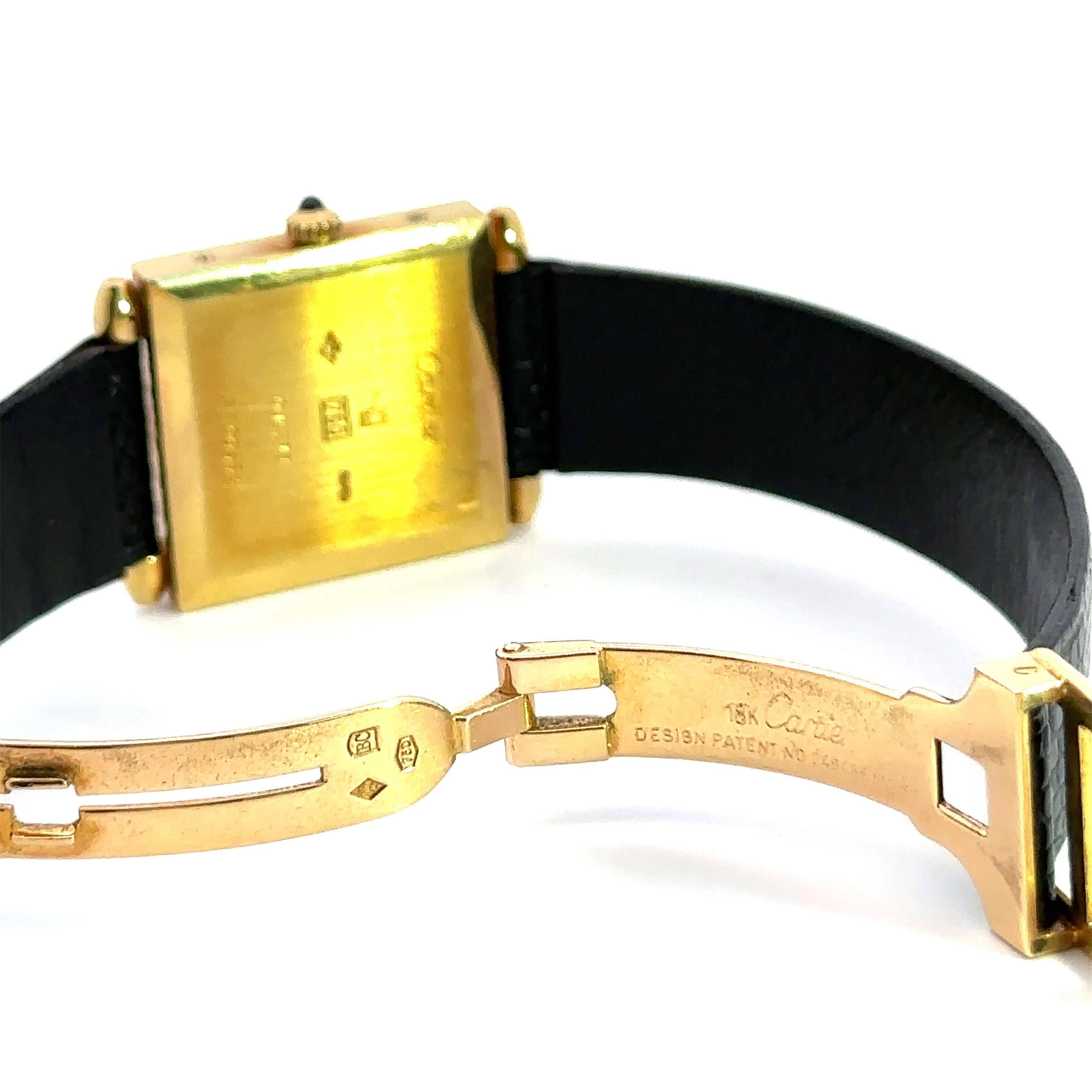 Cartier Vintage Quadrant, quadratisch, Quadrant mit Emaille-Nummern, 18K Gelbgold Damen