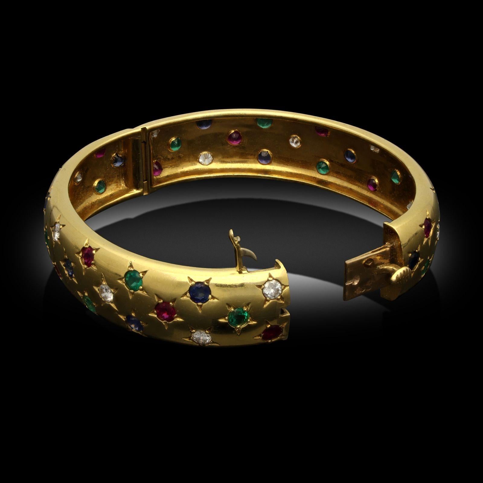 Cartier Vintage Star Set Edelstein 18ct Gelbgold Armreif Armband CIRCA 1990s (Brillantschliff)
