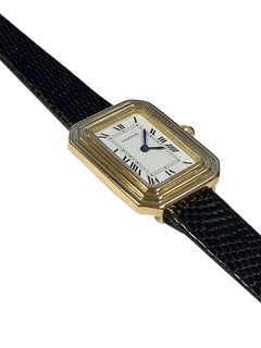 Cartier Vintage Stepped Gold Case Mechanical Wrist Watch