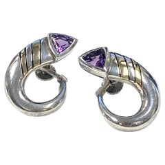 Cartier Vintage Sterling Gold and Amethyst Earrings