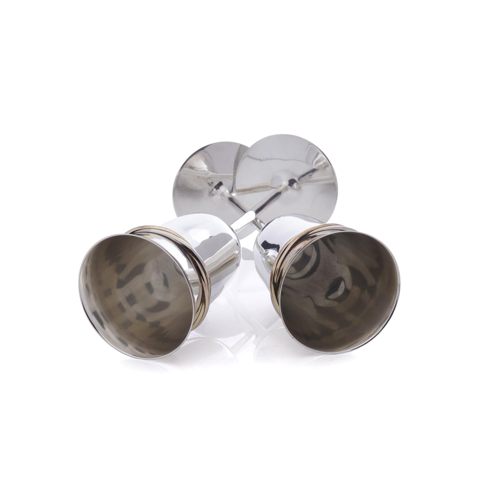 Coppia di flûte da champagne in stile Trinità in argento Sterling vintage di Cartier in vendita 1