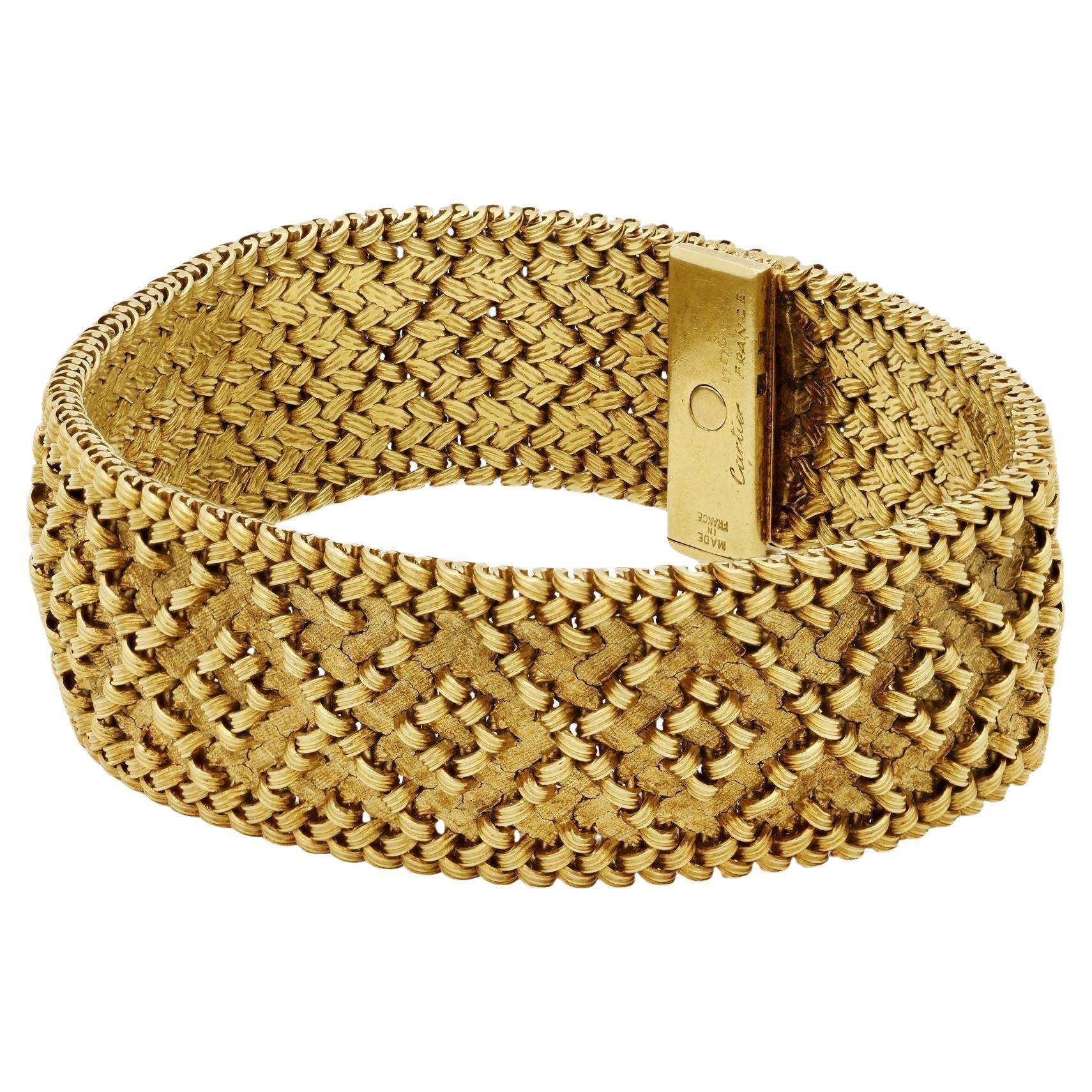 Cartier Vintage Textured 18ct Yellow Gold Bracelet Circa 1960