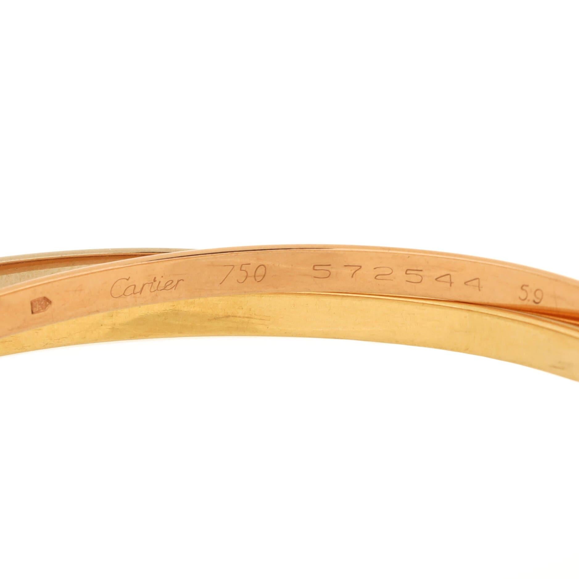 Cartier Vintage Trinity Bangle Bracelet 18K Tricolor Gold In Good Condition In New York, NY