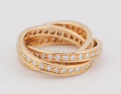 Cartier Vintage Trinity Diamond 18k Yellow Gold Band Ring Size 5.5 51