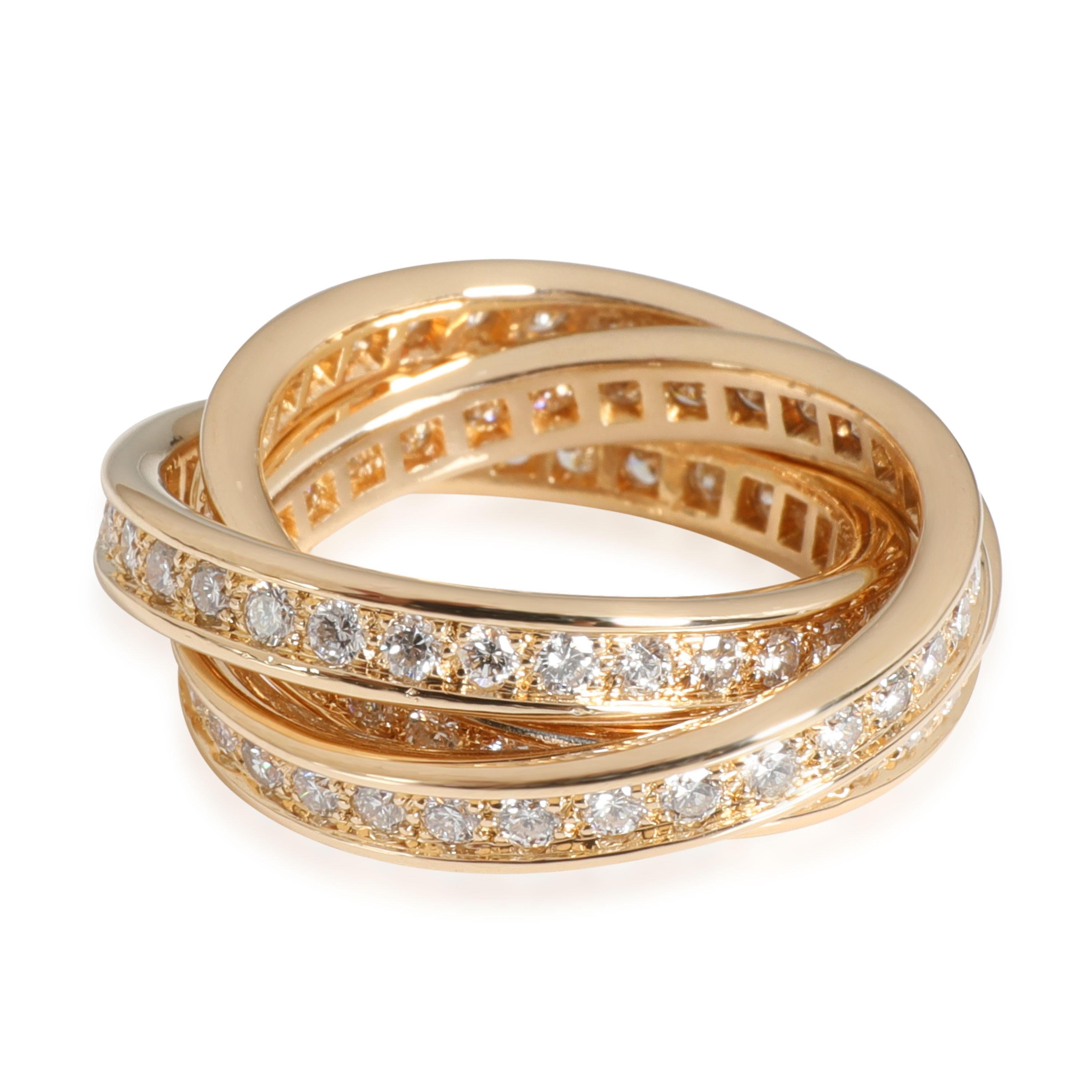 Cartier Vintage Trinity Diamant-Ring in 18k 3 Tone Gold 1,75 CTW im Zustand „Hervorragend“ im Angebot in New York, NY
