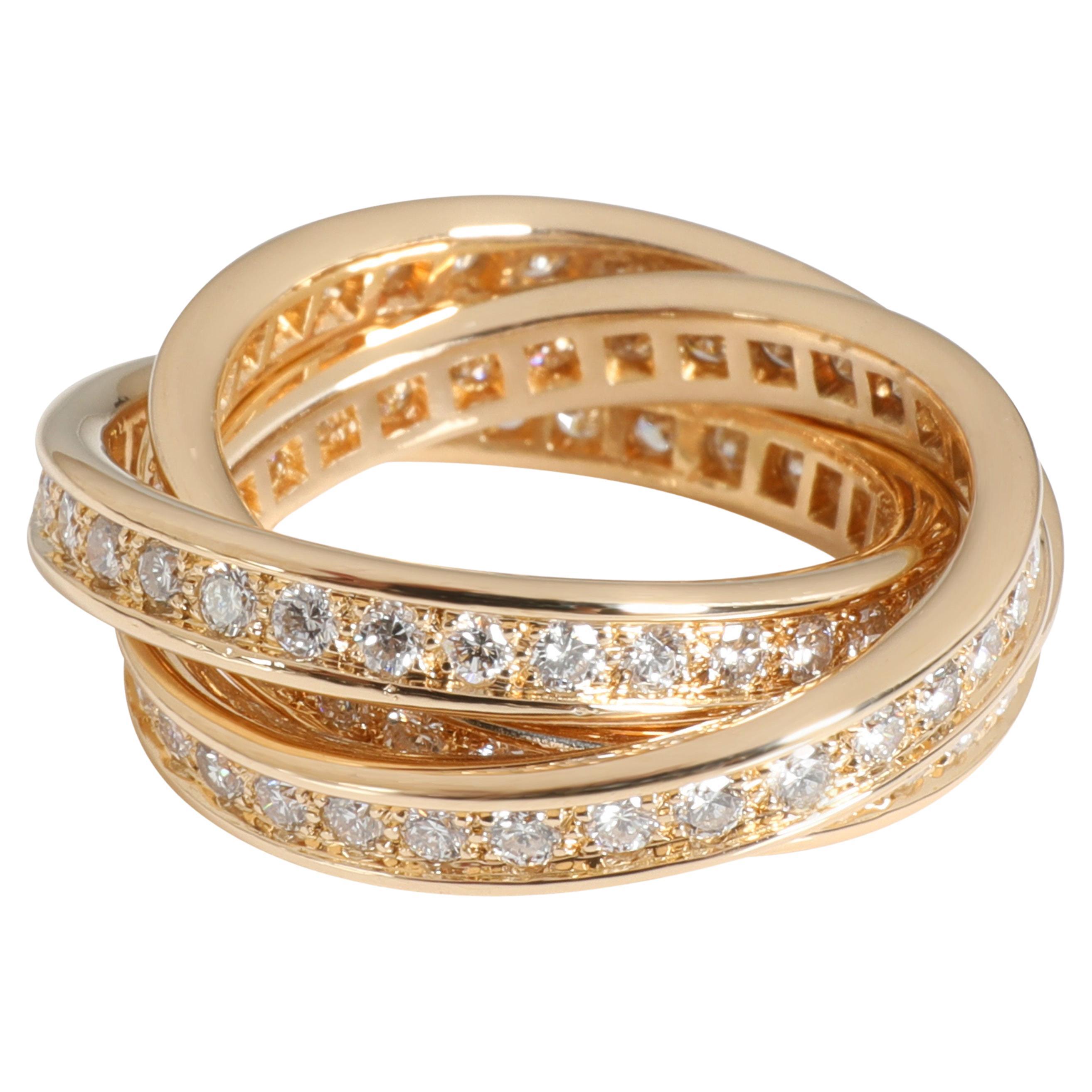 Cartier Vintage Trinity Diamant-Ring in 18k 3 Tone Gold 1,75 CTW