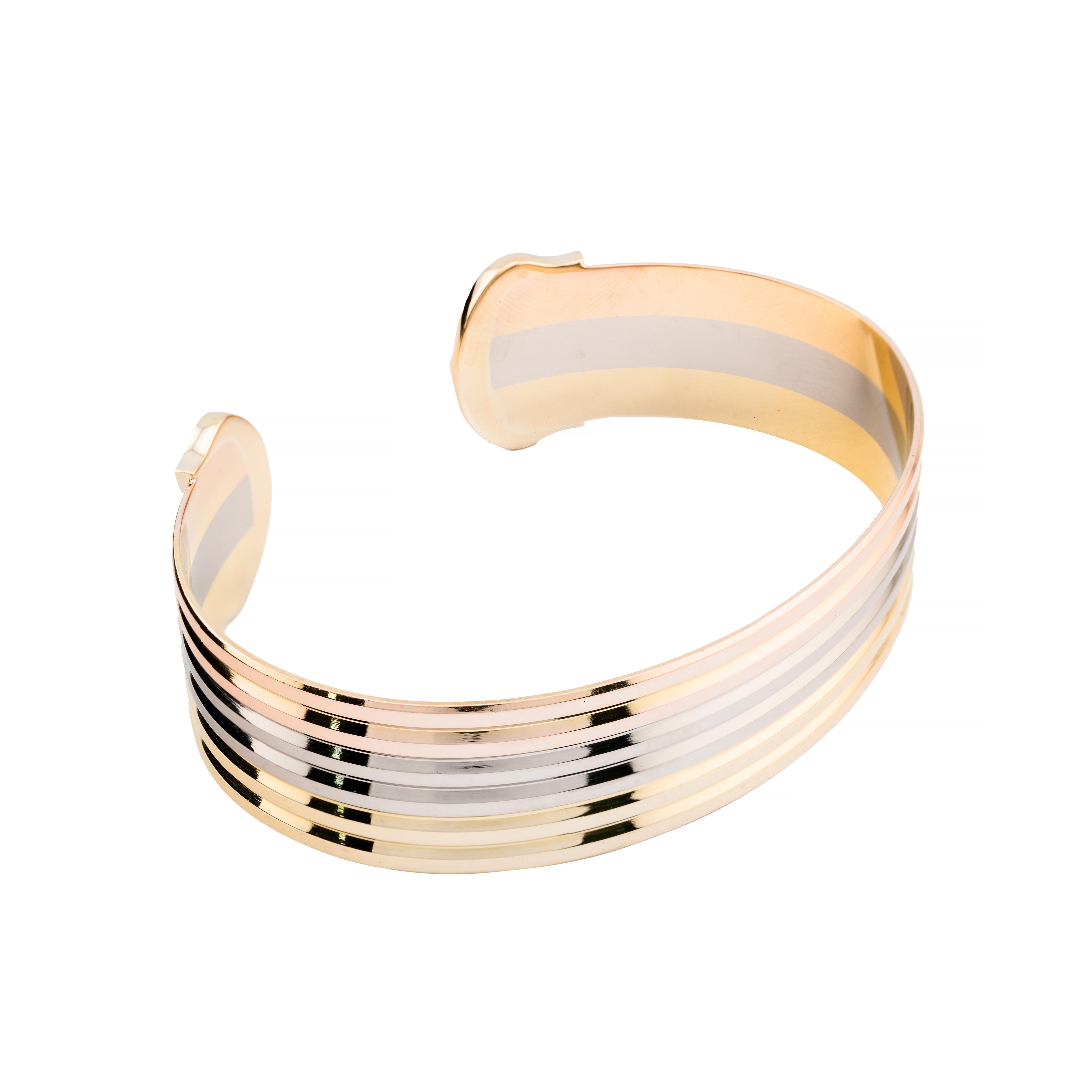 Cartier Vintage Trinity Double C Armreif-Manschettenarmband aus 18 Karat Gold im Zustand „Hervorragend“ in Boston, MA