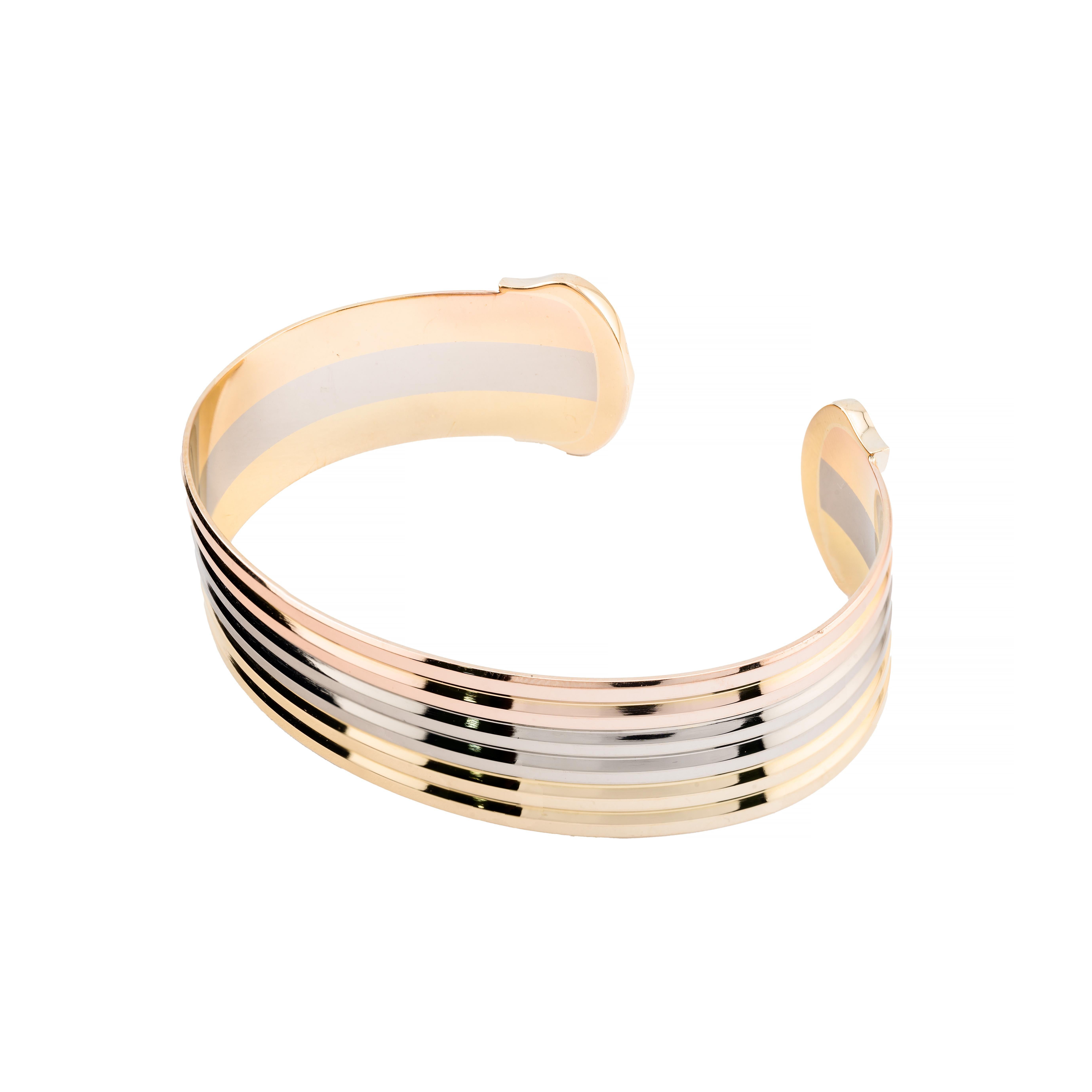 Cartier Vintage Trinity Double C Armreif-Manschettenarmband aus 18 Karat Gold Damen